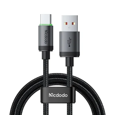 MCDODO CA-3961 Câble USB-A vers USB-C de 3 m avec voyant de charge, câble de transfert de données à charge rapide 3A - Noir