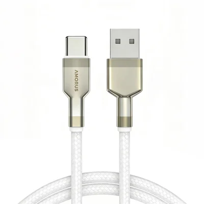 AMORUS 1m USB-A to USB-C 12W 2.4A Fast Charging Wire Nylon Braided Data Cable for Samsung / Huawei / Xiaomi