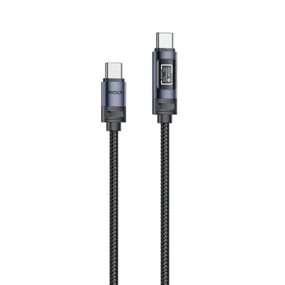 YESIDO CA202 120cm USB-C to USB-C Data Cable PD 100W Fast Charging Cord with OLED Digital Display