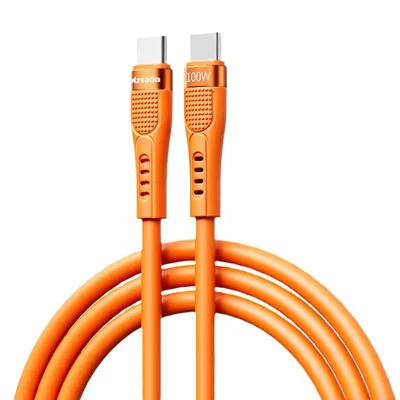 AZEADA AZ-B03a 1.3m 100W Fast Charging USB-C to USB-C Data Cable for Samsung/Huawei/Xiaomi - Orange