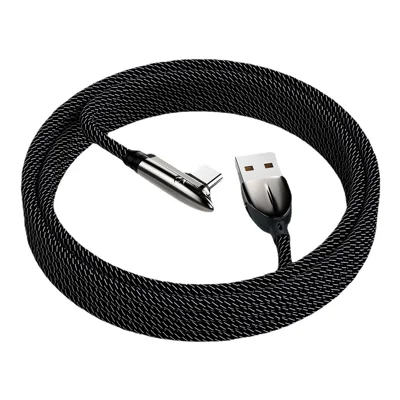 Cabo USB-A para Type-C 6A 1,2 m Cotovelo a 90 Graus 66 W de Carregamento Rápido com Trança para Jogos Huawei OPPO Xiaomi - Preto