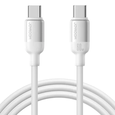 JOYROOM S-A62 1.2m USB-C to USB-C Cable 60W Fast Charging Liquid Silicone Data Cord for Phone Laptop - White