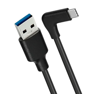 PQ102 3m For Meta Quest 2 VR Link Cable USB-A to Type-C 90 Degree Elbow PD 60W Fast Charging 10Gbps Data Transfer Cable - Black