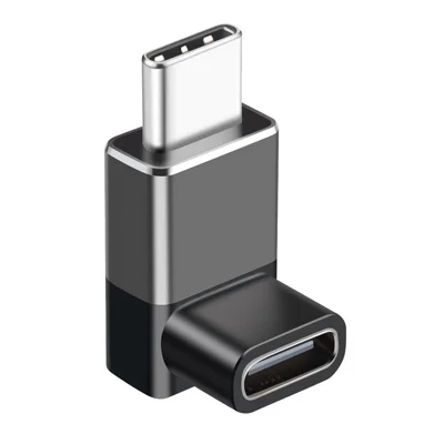 ENKAY ENK-AT132 USB-C Male to USB-C Female 90 Degree Right Angle Adapter 40Gbps High Speed 240W Fast Charging Converter - Grey