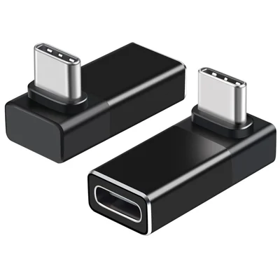 ENKAY ENK-AT133 2Pcs 90 Degree USB-C Male to Type-C Female Adapter 40Gbps 240W Fast Charging Converter - Black