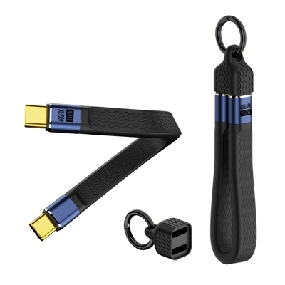D24013 13.7cm USB4 Cable 240W PD Fast Charging 40Gbps 8K Video Transfer Keychain Design Type-C to Type-C Data Cord for Mac Mini Phone - Black