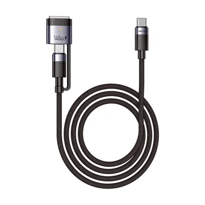 REMAX CB63 1,5 m 2 en 1 câble de données et de charge magnétique 240 W + 140 W câble tressé Type-C pour MacBook