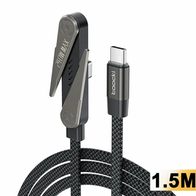 TOOCKI X119C4 1,5 m 240 W câble tressé USB-C vers USB-C avec support pliable - Noir