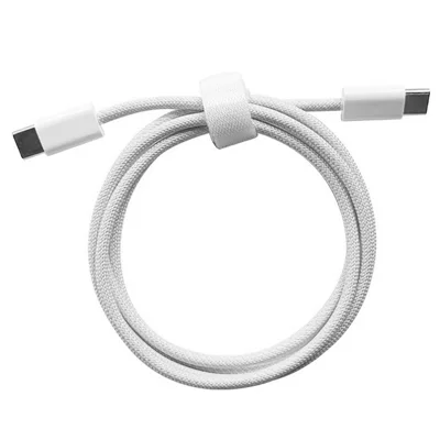 2 m PD 60 W Type-C opladningskabel med nylonindvinding, 480 MB/s dataoverførsel til iPhone – Hvid/Magic Tape fastgørelse