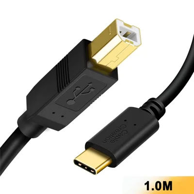 CABLECREATION CC1178 1m USB-C auf USB 2.0 Typ-B Kabel, vergoldet und abgeschirmt für Drucker – Schwarz