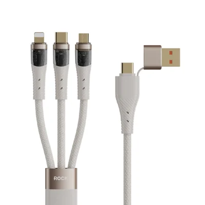ROCK G20 1.5m 2 in 3 Multi Charging Cable 100W 5A Fast Charging Cord - Khaki