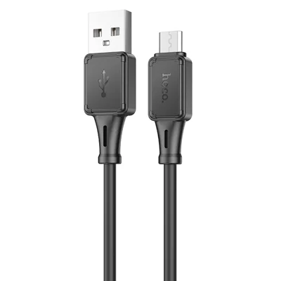 HOCO X101 1m Silicone USB-A to Micro-USB 2.4A Fast Charging Data Cable - Black