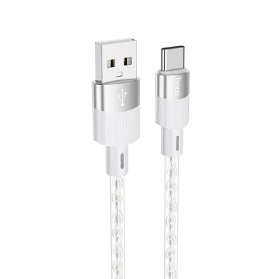 HOCO X99 1 м кристаллический силиконовый кабель USB-A на USB-C, зарядка 3 А, чёрный