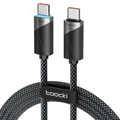 TOOCKI TQ-X07AC2 2m USB-C Cable 100W PD Fast Charging 5A High Current Auto Power-Off 480Mbps Data Transmission Charging Cable - Grey