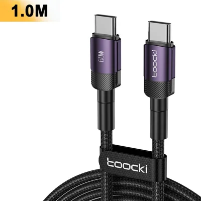 TOOCKI TQ-X12 1m USB-C to USB-C Cable 60W PD Fast Charging 480Mbps Data Transfer Aluminum Alloy + PP Braided for Laptop Tablet - Purple