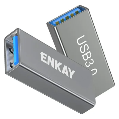 ENKAY ENK-AT138 2Pcs USB 3.0 A Female to Female Adapter 5Gbps Data Transfer Converter for PC Setups - Grey