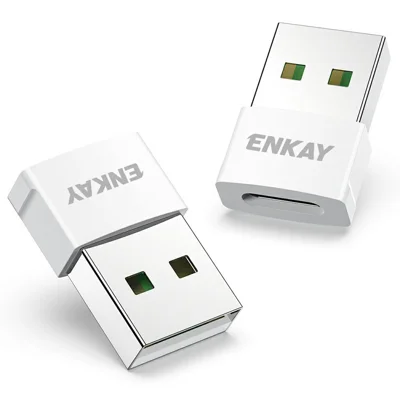 ENKAY ENK-AT139 2Pcs USB 2.0 A Male to USB-C Female OTG Adapter 480Mbps Data Transfer Converter - White
