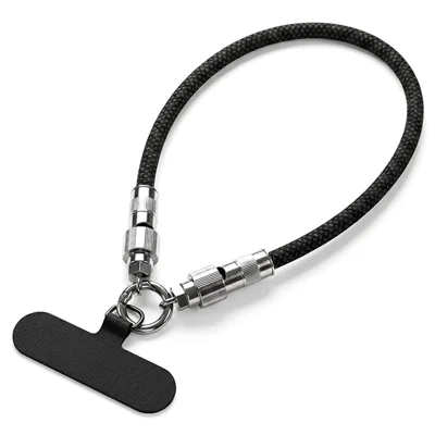 KUULAA KL-X106 30cm 240W Type-C to Type-C 2-in-1 Lanyard Charging Data Cable, PD3.1, Zinc Alloy + Braided - Black