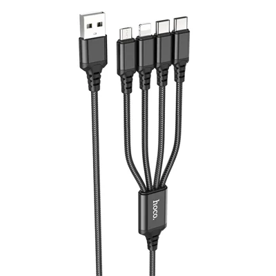 HOCO 1m 4 en 1 câble de chargement Type-C + Type-C + iP + Micro USB, sans transfert de données - Noir