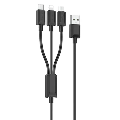 HOCO X74 1 m 3-i-1 opladningskabel med iP Micro og Type-C stik, uden dataoverførsel - Sort