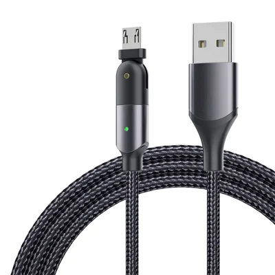ZFXCT-WYA09 Winding Series 2.4A Micro USB 180° Rotating Elbow Charging Data Cable, 2M - Black