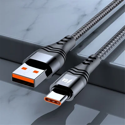 ADC-005 0.5m 6A 66W Fast Charging Cable Braided USB to Type-C High Speed Data Cord for Huawei Samsung - Black