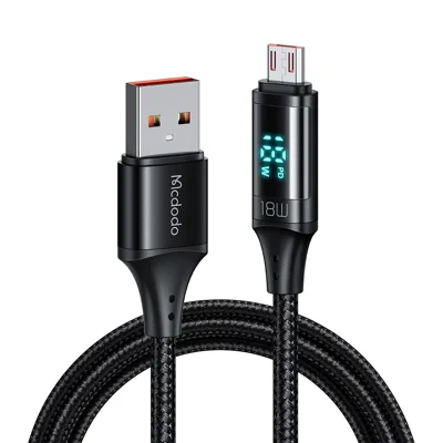 MCDODO CA-1070 1,2 m USB A Bis Micro Usb-kabel 3A Led-anzeige Ladungskabel 480 Mbit / s Datenübertragungskabel - Schwarz