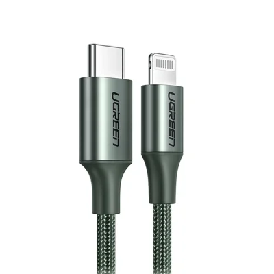 Ugreen Mfi-zertifizierter Typ-c-to-lightning 3A Pd-ladegerät Aluminium Shell Hochgeschwindigkeitsdatenkabel Für Ios - Mitternacht Grün