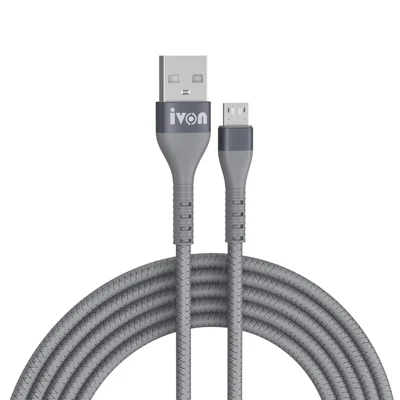 Ivon CA92 1,5 m USB zu Micro USB -datenkabel 2.4A Flexible Gummikabel - Grau