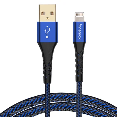 Fonemax C89 Mfi Zertifiziert 2m USB -zu Blitzdatenkabel 3A Schnelles Lade -nylon -geflochtenes Kabel - Blau