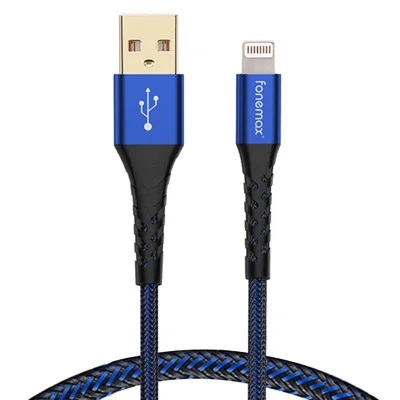 Fonemax C89 Mfi Zertifiziert 1,2 m USB -wert Für Blitz 3A Schnelles Ladedatenkabel Geflochten - Blau