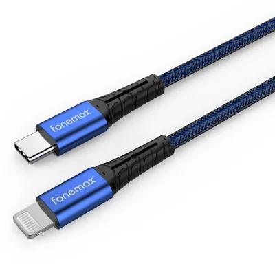 Fonemax C94 0,2m Typ-c Zum Blitz PD 30W Schnelles Ladekabel Nylon Geflochtenes Datenkabel (mfi-zertifikat) - Blau