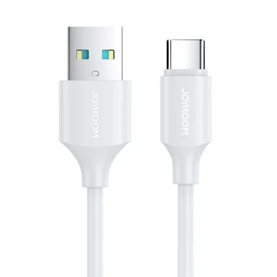 JOYROOM S-UC027A925 кабель для зарядки и передачи данных USB Type-C длиной 25 см, скорость передачи данных 480 Мбит/с, зарядный ток 3 А, быстрая зарядка и питание внешнего аккумулятора - белого цвета