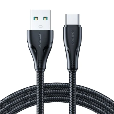 JOYROOM S-UC027A11 Surpass Series for iPhone 16-15 Series 1.2m USB to Type-C 3A Fast Charging Cable Nylon Braided Cord - Black