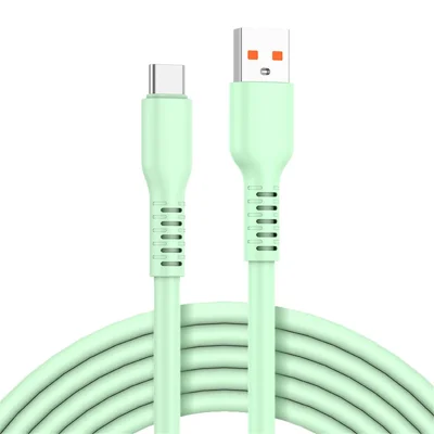 ENKAY 2м Силиконовый Кабель Цвета Конфеты USB к Type-C 6A Высокий Ток Быстрая Зарядка Шнур - Зеленый