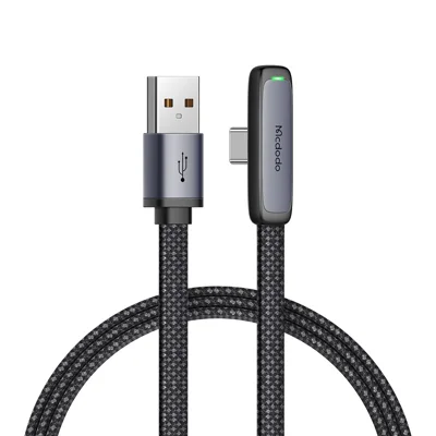MCDODO CA-3340 MDD для iPhone 15 серии 1,2 м, USB-C 6 А, 100 Вт, кабель для быстрой зарядки, угловой разъем 90 градусов, оплетка, кабель для данных — черный