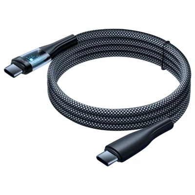 Кабель XUNDD XDDC-020 для серии iPhone 15, 1,2 м, 100 Вт, быстрая зарядка, USB-C – USB-C, передача данных, прозрачный оплетенный кабель