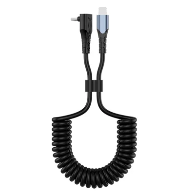 ENKAY HAT PRINCE 1.5m Type-C to Lightning Fast Charging Cable PD 27W Spring Retractable Elbow Data Cord
