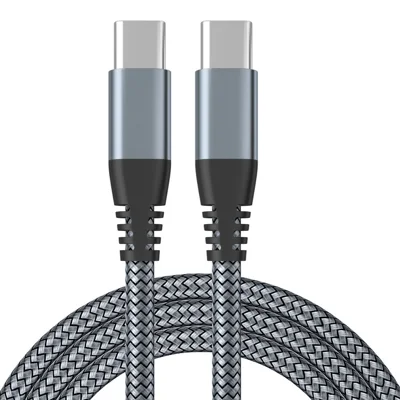 Cavo di ricarica per serie iPhone 15, 2 m, da USB-C a USB-C, PD 60 W, cavo dati USB 2.0 intrecciato in nylon per telefoni cellulari, tablet e laptop - Grigio