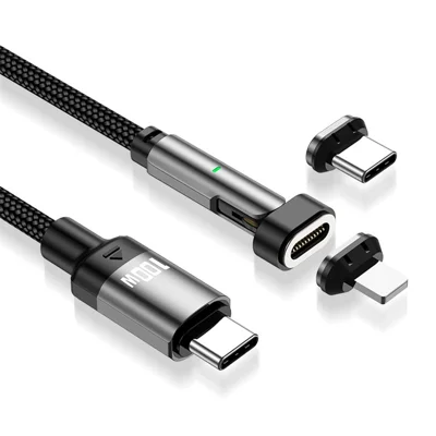 ENKAY 2m 180 градусов вращающийся USB-C к Type C / iP 2-в-1 PD 100W / 27W Магнитный зарядный кабель