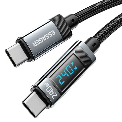 ESSAGER ES-X47 Cavo di ricarica da 2 m Type-C a Type-C 240 W Display digitale Ricarica rapida Cavo dati