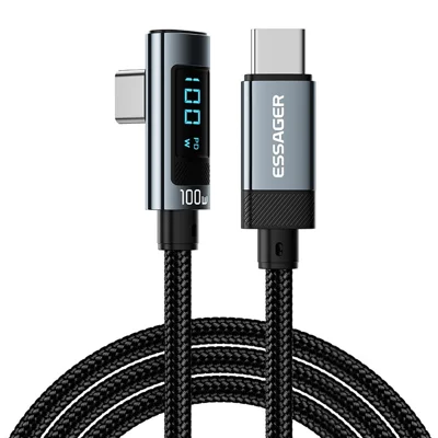 ESSAGER EX-47 1 m albuet 100 W Type-C til Type-C opladningsdatakabel med digital visning USB-C opladningskabel