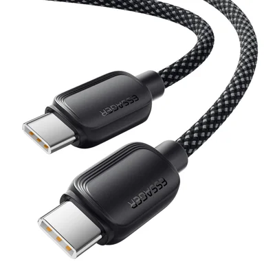ESSAGER 3 m C-C 100 W datakabel Type-C til Type-C hurtigoplader til telefon – Sort