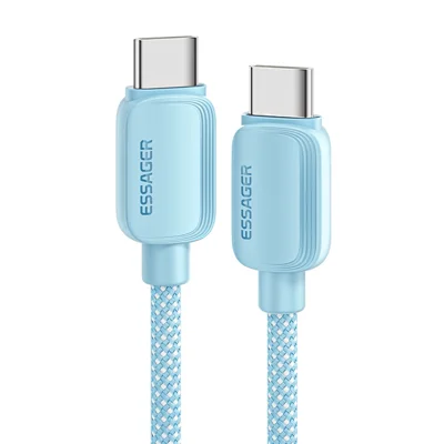 ESSAGER 2 m C-C 100 W Schnellladekabel Typ-C auf Typ-C, geflochtenes TPE-Datenkabel – Blau