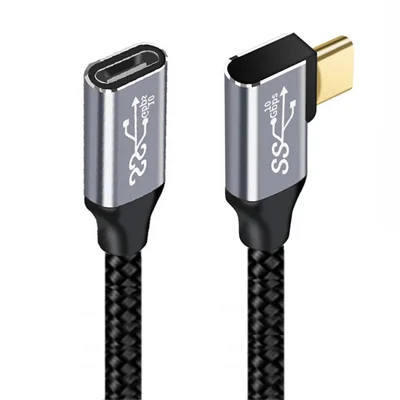 UC-058-RI-2.0M 2m 90 Degree Right Angled USB-C USB 3.1 Male to Female Cable Alloy Connector Extension Cable