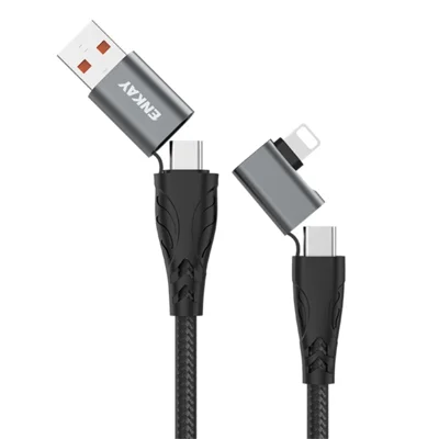ENKAY 2m 4 in 1 USB / Type-C zu iP / Type-C Nylon PD 100W Schnellladekabel mit E-Marker-Chip