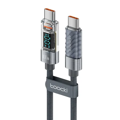 TOOCKI TQ-X36C2 2m PD 100W USB-C Cable Fast Charging 480Mbps Data Cord - Grey