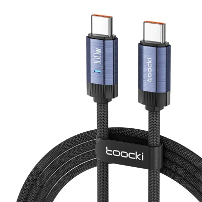 TOOCKI TQ-X24C2 1m Type-C to Type-C PD 100W Cord E-Marker Chip Phone Fast Charging Cable - Blue