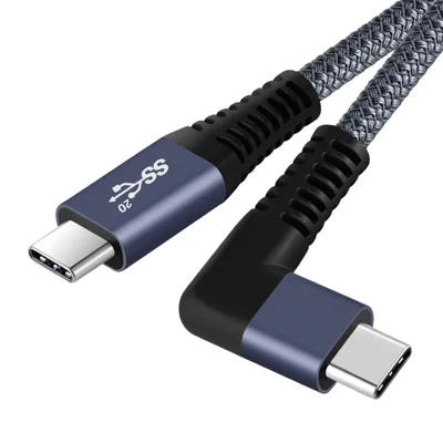 0,5 m kabel USB-C do USB-C z plecionką, kabel danych z kątowym złączem typu C, szybkie ładowanie 100 W, 20 Gb/s, 4K 60 Hz
