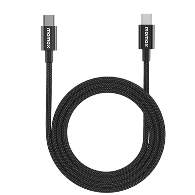MOMAX Elite 1.5m USB C to USB C PD 60W Fast Charging Wire Nylon Braided Data Cable - Black